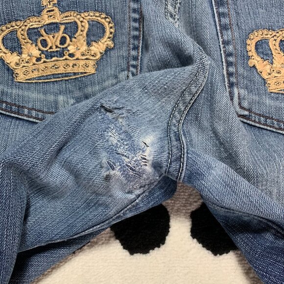 Victoria Beckham Rock & Republic Low Rise Distressed Denim Straight Leg Jeans - Picture 5 of 15